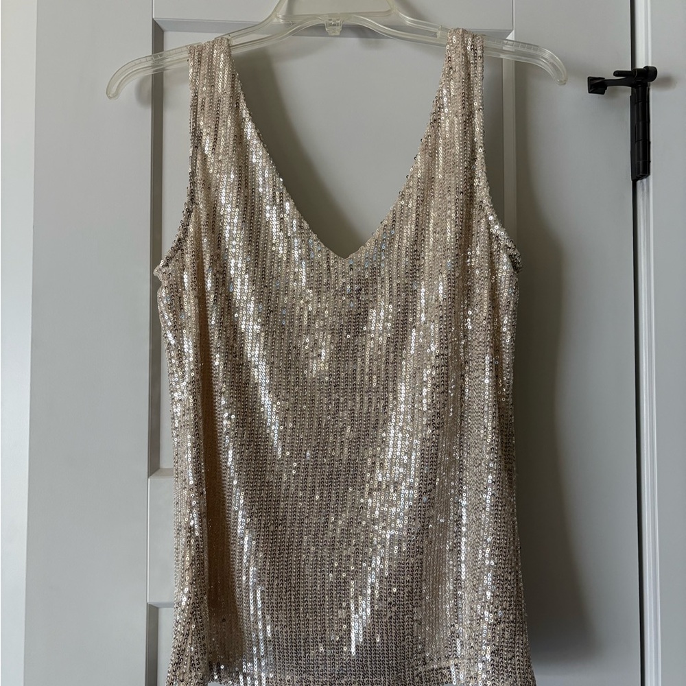 Gold Sequin Sleeveless Top